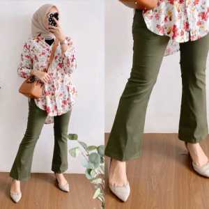Celana Cutbray Basic Premium Wide Leg Pakaian Wanita Twill Combet Premium