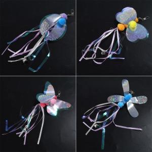 Gói 4 phụ kiện đầu thay thế Đồ chơI mèo với tua rua đầy màu sắc và pompoms tương tác với mèo con đầu dính