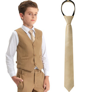 เนคไทเด็กหญิงเด็กชายมีซิปสำหรับเด็กอายุ6-16ปีภาพนักเรียนวัยรุ่นสามารถปรับที่อุปกรณ์เสริมทึบ