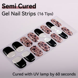 French Tip-Semi-cured Gel Nail Strips 16 Tips "Clean Girl" Aesthetic Waterproof and Durable Nail Sticker  Requires UV Lamp
