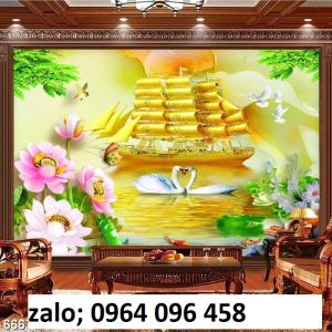 Gạch tranh 3d phong thủy thuyền buồm - CVM04