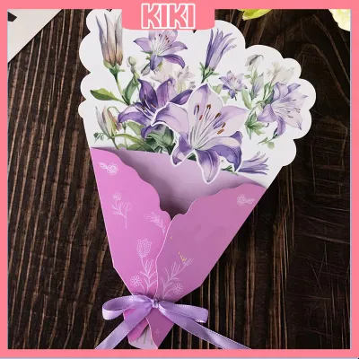 KK 3D Flower Bouquet Pop Up Greeting Card For Teachers Day Mothers Day Business Thank You Card