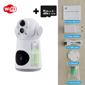 V380 IP กล้องในร่มติดตามรถยนต์แบบมีไวไฟใช้แบตเตอรี่กล้องเลนส์คู่8MP การมองเห็นได้ในเวลากลางคืนกล้องถ่ายเด็กหมุนได้360