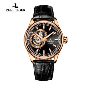 (OFFICIAL 3 Yrs WARRANTY) Reef Tiger/RT Dress Men Watch Blue Tourbillon Watches Top Brand Luxury Automatic Mechanical Watch Relogio Masculino RGA1639