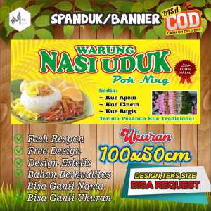 Spanduk Banner Size 100x50cm Warung Nasi Uduk  Free Custom Design Dan ukuran