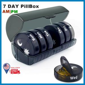 READY STOCK Weekly Pill Box Organizer 7 Day 2 Times a Day am pm Medicine Box Bekas Pil Tablet Capsule Storage Container