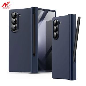 Hinge Protection Slim Matte PC Built-in Screen Protector Case for Samsung Galaxy Z Fold 5 6 4 3 S Pen Holder Full ZFold 6 Cover