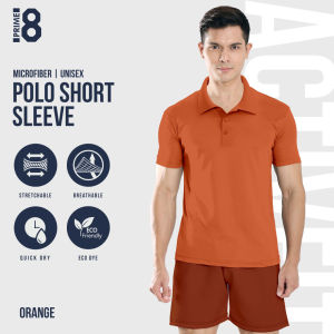 Prime8 x 888.co Aerofit Polo Shortsleeve Microfiber Dryfit Tshirt Jersey Sport Baju T Shirt Men Women ORANGE