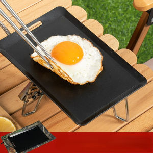 18.9X12.9 cm Outdoor camping Teppanyaki portable square non stick barbecue plate household barbecue plate card oven barbecue plate teppanyaki
