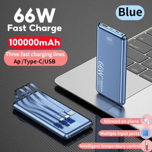 [Ready Stock] 66W 120W Fast Charging Power Bank Cable Powerbank 100000 mAh 3 in 1 Suitable for All Mobile Phones Allowed on plane