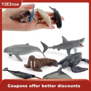 【Y2E2noa】 Simulation Marine Life Action Figures Ocean Animal Model Educational Toys Cake TopperCollection Gift Shark Dolphin Hammerhead