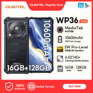 [LOCAL STOCK] OUKITEL WP36 16GB+128GB6.52” HD+ Rugged Handphone 128db Speaker 10600mAh 15W Fast charge 13MP Camera+2MP Macro Camera Android Google play  Face ID SOS OTG NFC Mobiles