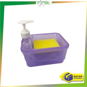 FH-C1001 Tempat Sabun Cuci Piring Petak 2IN1 650ML dengan Pump Free Spons / Tempat Sabun Cair Sponge