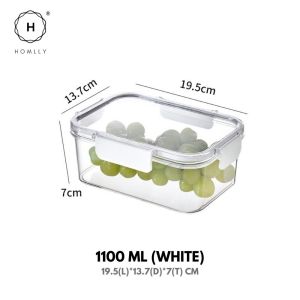 Homlly BPA-Free Air Tight Plastic Food Storage Container with Four-Latch Lid for Lunch Meal Prep and Leftovers