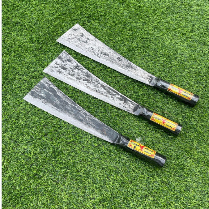 มีดโต้หัวตัดอรัญญิก เหล็กแหนบรถ ชุบแข็ง ฟันไม้แข็ง