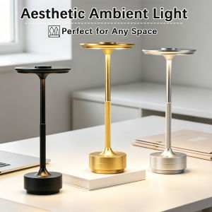Luxury Metal Disc Table Lamp USB Rechargeable Touch Dimmable Desk Night Light Home Bedroom Bar Hotel Decor Birthday Gift