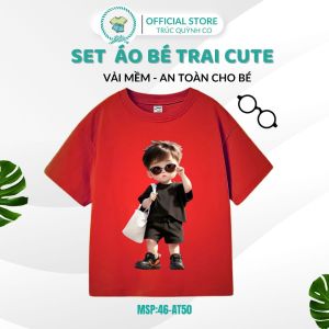Áo thun bé trai hình in cute dễ thương - Món quà hoàn hảo cho bé yêu 12kg-34kg