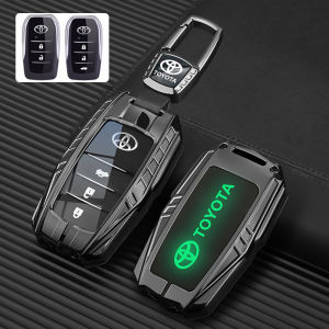Luminous Silicone Zinc Alloy Smart Car Key Fob Case TPU Cover Leather Keychain Remote Holder Shell For Toyota Vios Yaris ATIV Corolla Cross Altis Camry Fortuner Hilux Innova Zenix Veloz Avanza Alphard Vellfire