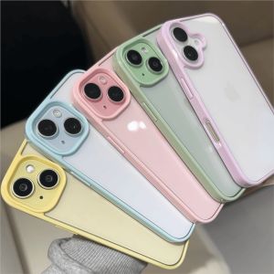 Luxury Clear Candy Color Case For iPhone 16 16E 15 14 Plus 13 12 11 Pro Max Shockproof Bumper Protective Cover Phone Accessories