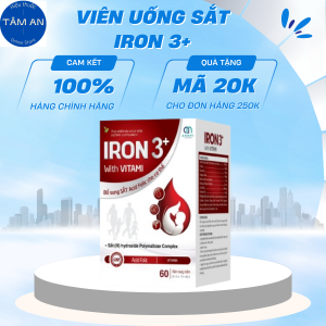 Viên Uống Sắt IRON 3+ With Vitamin Hộp 60 Viên - Bổ sung Sắt Acid Folic cho cơ thể