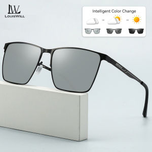 LouisWill Men’s Polarized Sunglasses Retro Driving Sunglasses Photochromic Sunglasses Square Sunglasses UV400 Clear Vision Sunglasses Cycling Riding Running Glasses for Men