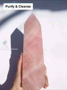 Purify & Cleanse Trụ Thạch Anh Hồng Phong Thủy Rose Quartz Tower Natural Stone Healing Stone