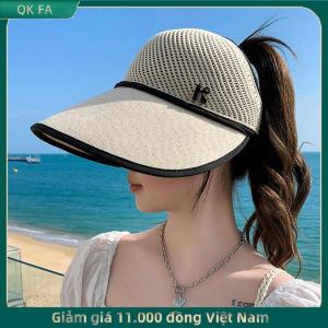 QK FA ✨ Phụ nữ lớn vành mũ rơm rỗng Top Sun Visor cap Packable cho hoạt động ngoài trời kỳ nghỉ du lịch