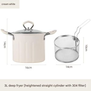 MINIFELE 262 with Mesh Strainer Basket Deep Fryer Pot Fine Iron 3L Japanese Tempura Fryer Pot Durable Multifunctional Frying Pot