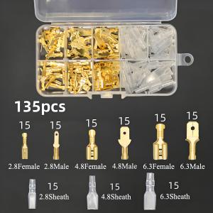 ApeaxFortis-280pcs Assorted Crimp Spade Terminal Wire Flat Female and Male Insulated Electrical Wire Cable Connector Kit Set Cable Lugs Assortment