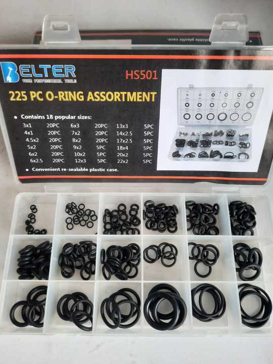 225 PCS Sil O Ring Karet Seal O ring PCP Sil Oring Karet Seal Oring 1 Set Sil Oring Box Hidrolik