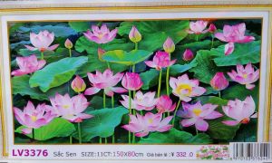 Tranh thêu chữ thập Đầm sen 1m50 (chưa thêu) LV3376