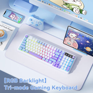 BOW K520 Tri-mode Gaming Keyboard 2.4G/Bluetooth/Wired Comfortable Mechanical Keyboards with Volume Key for Desktop Laptop Tablet