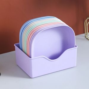10Pcs Wheat Straw Dinner Plate Lightweight Wheat Straw Dishes Degradable Plastic Plates Reusable and Eco-friendly Dish