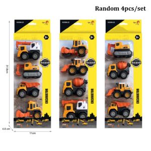 FLORI 4/6pcs Mini Simulation Diecast Crane Car Alloy 2 Styles Engineering Vehicle Toy High Quality Excavator Inertial Truck Children Kids Boys