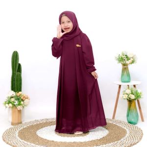 Gamis anak perempuan terbaru 2025/Nakey Dress set hijab/bahan Ceruti/elegant/terlaris