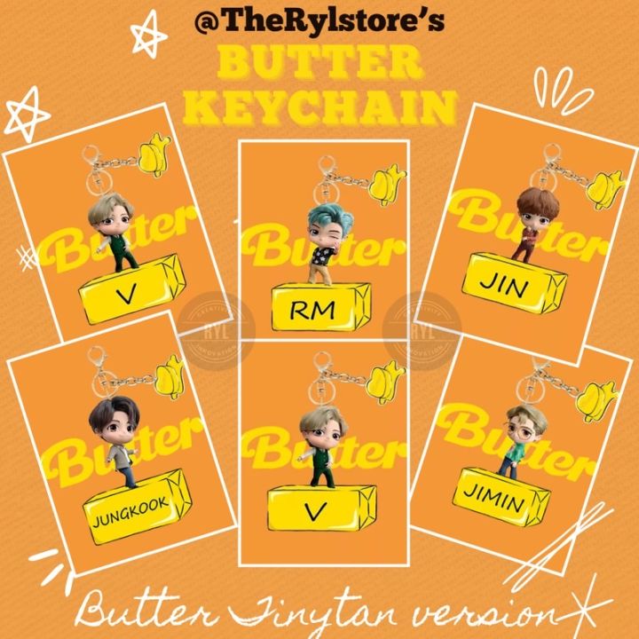 BTS Tinytan x Butter edition Acrylic Keychain Jung Kook V Jimin  Suga JHope RM Jin