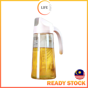 ☀️Life Core☀️ 630ml Cooking Oil Bottle Dispenser Seasoning Glass Jar Sauce Storage Dapur Minyak Botol Kaca Salt Jar Oil Storage Vinegar Kitchen Accessories Auto Flip Cap