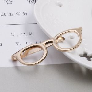 GOXBERK Formal Daily Tie Pin Wedding Fashion Jewelry Business Glasses Shape Clasp Clip Necktie Bar Clasp Men Necktie Buckle Metal Tie Clips