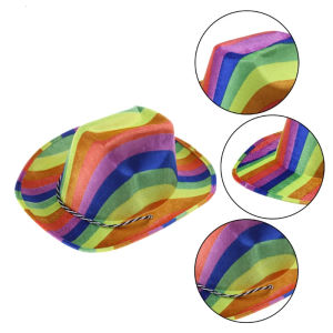 Wedding Rainbow Color Fedora Hats for Women Men Thick Cowboy Cap with Large Brim Western Jazz Felt Cap Casual Hats