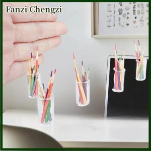 Fanzi 6Pcs Doll House Learning Scene Accessories 1:12 Dollhouse Miniature Small Pen Cup Holder With Color Pencil