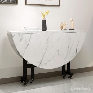 โต๊ะทานอาหารขนาด 1.8เมตร / โต๊ะกลมพับได้หินอ่อน / โต๊ะพับพกพาพร้อมล้อ