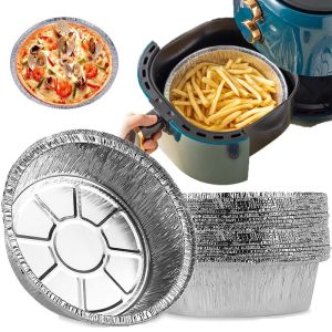 10PCS Aluminum Foil Tray Outdoor Portable BBQ Oilproof Disc Air Fryer Disposable Paper Liner