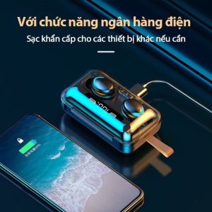 Tai Nghe Bluetooth Không Dây AMOI F9 PRo Kiêm Sạc Dự Phòng 2000 mAh - Tai Nghe Bluetooth Mini Tai Nghe Nhạc Chơi Game -Tai Nghe Nhạc PIN Trâu - Bảo hành 1 ĐỔI 1 từ MƯỜNG THANH ROYAL