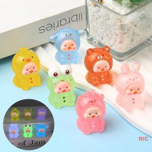 NIC 1PCS Mini Animal Pig Glow At Dark Fainy Garden Miniatures Decoration Luminous Pig Micro Landscape DlY Accessories