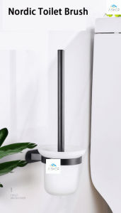 Wall Mounted Black Space Aluminum Bathroom Toilet Brush Holder [SG Seller]