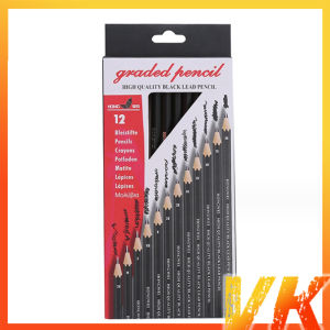 VK 12PCS Metal Boxed Pencil Set Pencils Kit High Quality Drawing Sketching 2H-8B Art School Supplies
