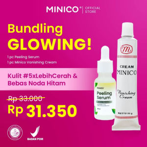 MINICO Glowing Skin Paket Bundle BPOM - Glow Dark Spot Serum (TXA / Tranex Acid + Niacinamide vit B3) dan Minico Vanishing Cream (Tone Up Cream) | Membantu mencerahkan kulit kusam memudarkan flek hitam dan bekas jerawat
