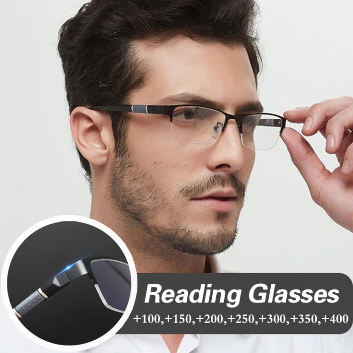 Half rim sales glasses men