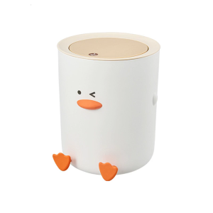 Elegant Duck Trash Can With Press Lid Home Decorative Gabage Bin For Tight Space Modern Kitchen Bathroom Office Use