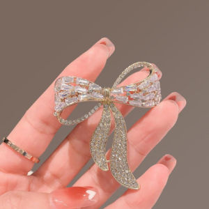 [COD]Flash Delivery Bow Tie Rhinestone Brooch Female Simple Personality Fashion Pin Suit Anti-light Corsage Jewelry Gift